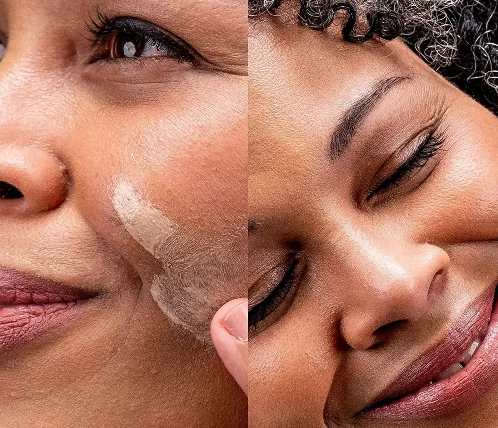 Tinted moisturizer being blended on skin